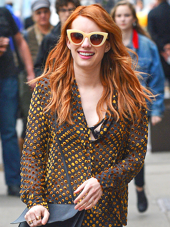 151288, Emma Roberts wears a 1950's inspired pair of sunglasses as she shops in east village. New York City, New York - Friday April 29, 2016. Photograph: © PacificCoastNews. Los Angeles Office: +1 310.822.0419 UK Office: +44 (0) 20 7421 6000 sales@pacificcoastnews.com FEE MUST BE AGREED PRIOR TO USAGE