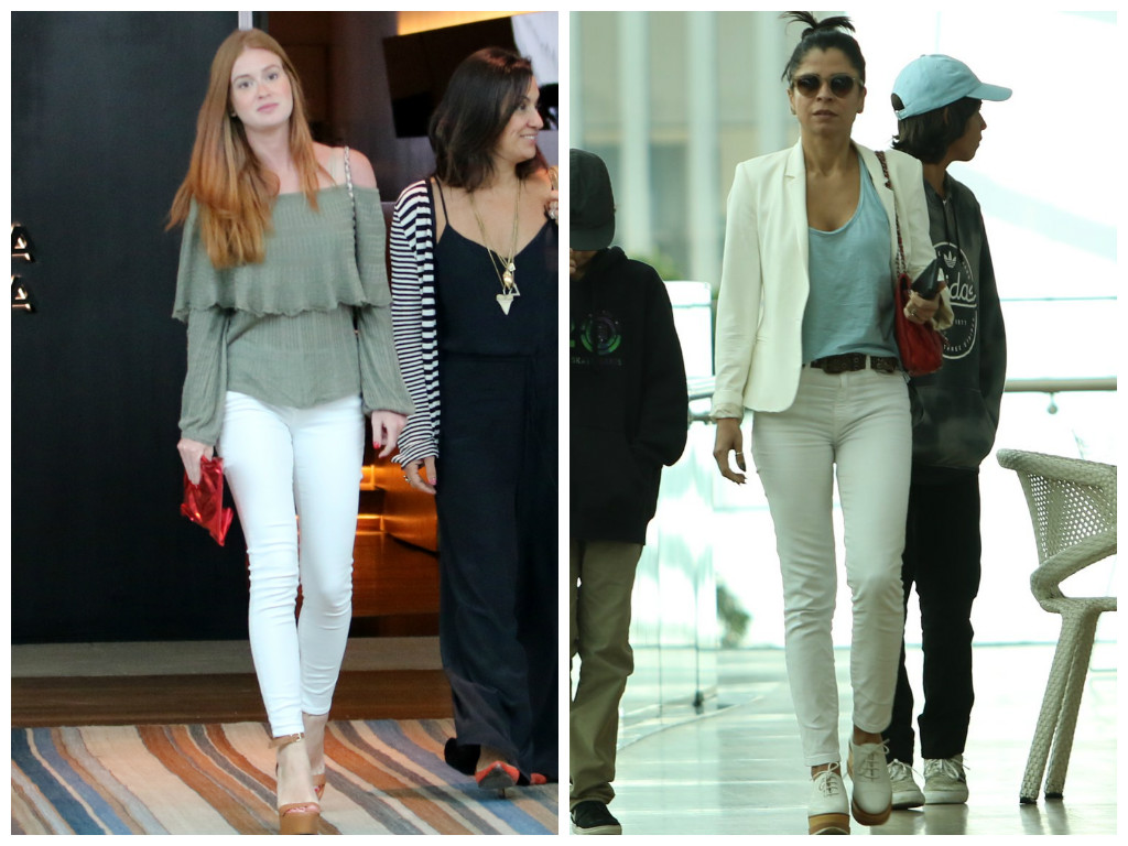 Marina Ruy Barbosa e Anna Lima vestem calça skinny branca (Fotos: AgNews)