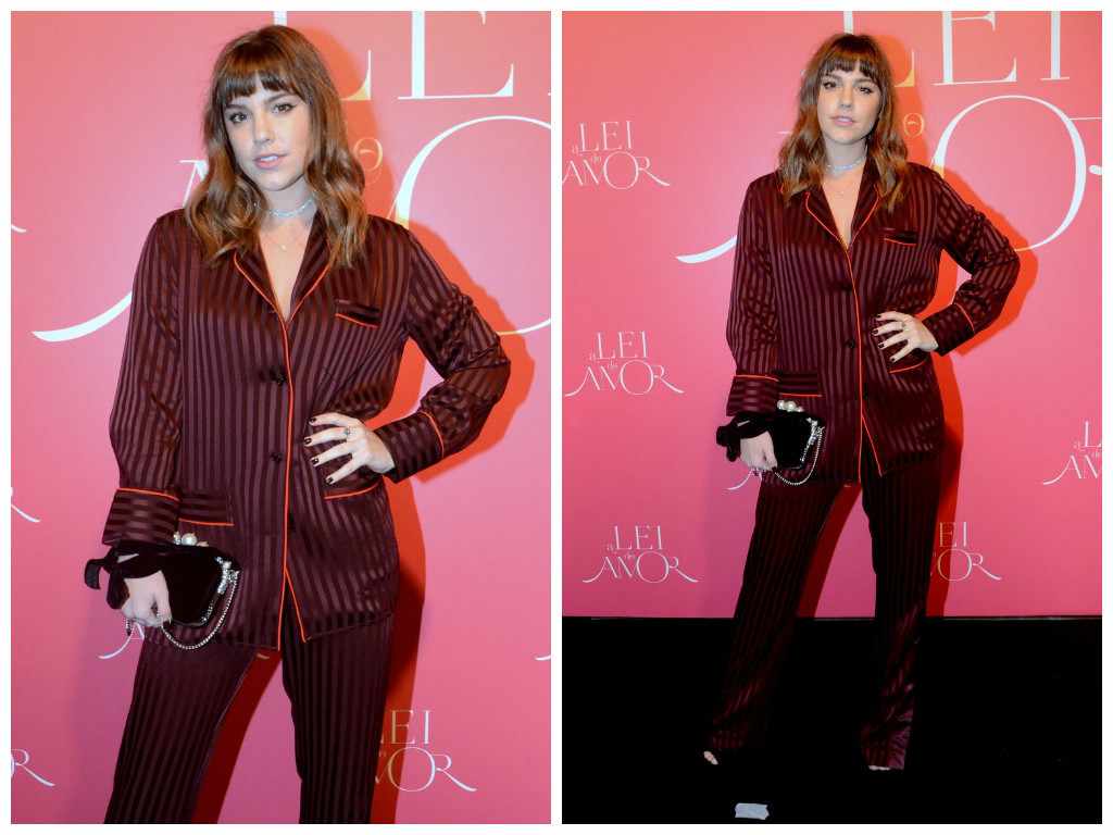 Alice Wegmann com pijama listrado da Givenchy (AgNews)