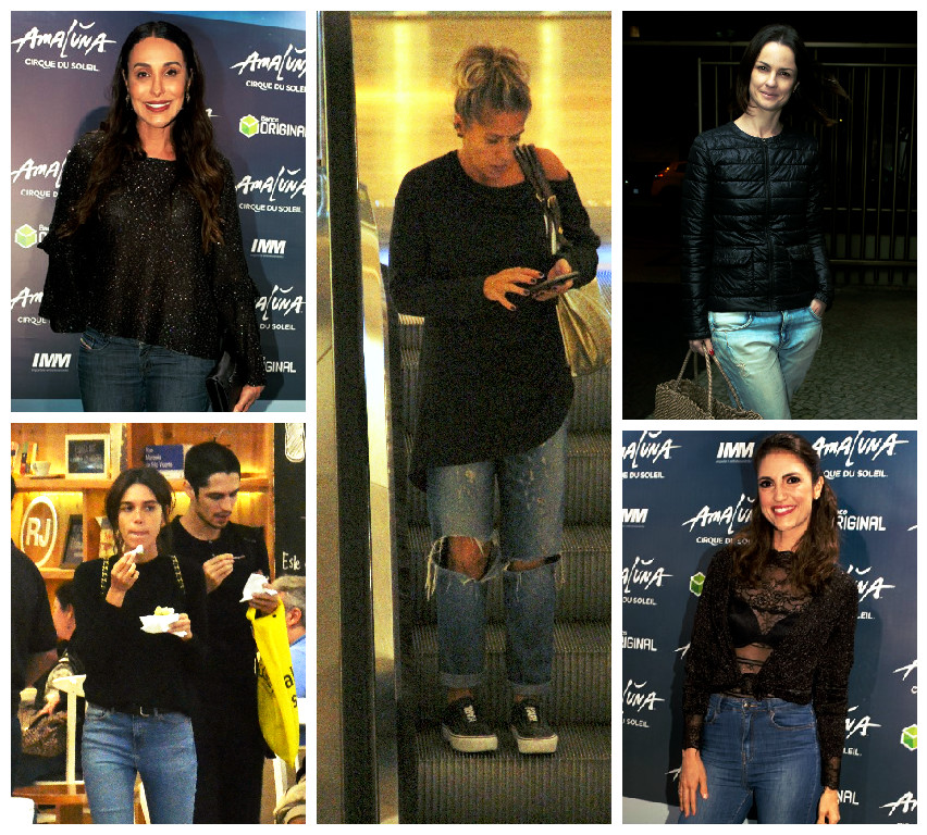 Famosas de jeans e blusa preta (Fotos;AgNews)