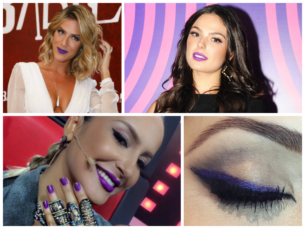 Ultra violet na maquiagem e nas unhas (Fotos: AgNews - Instagram/Reprodução - Estevam Avellar/TV Globo/Divulgação)