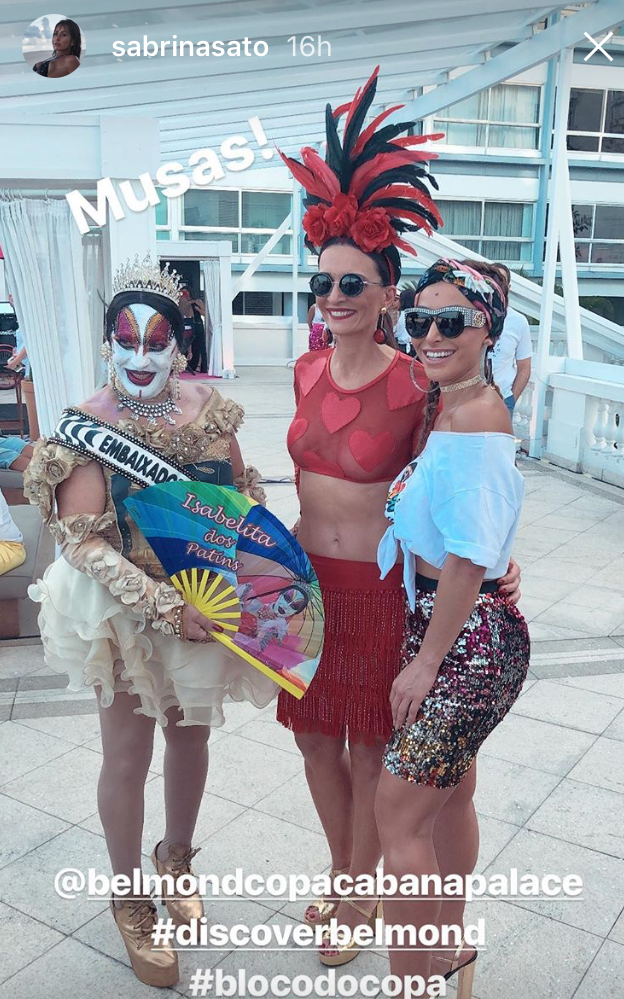 Isabelita dos Patins, Andrea Natal, diretora do Copa e Sabrina (Fotos: Reprodução/Instagram)