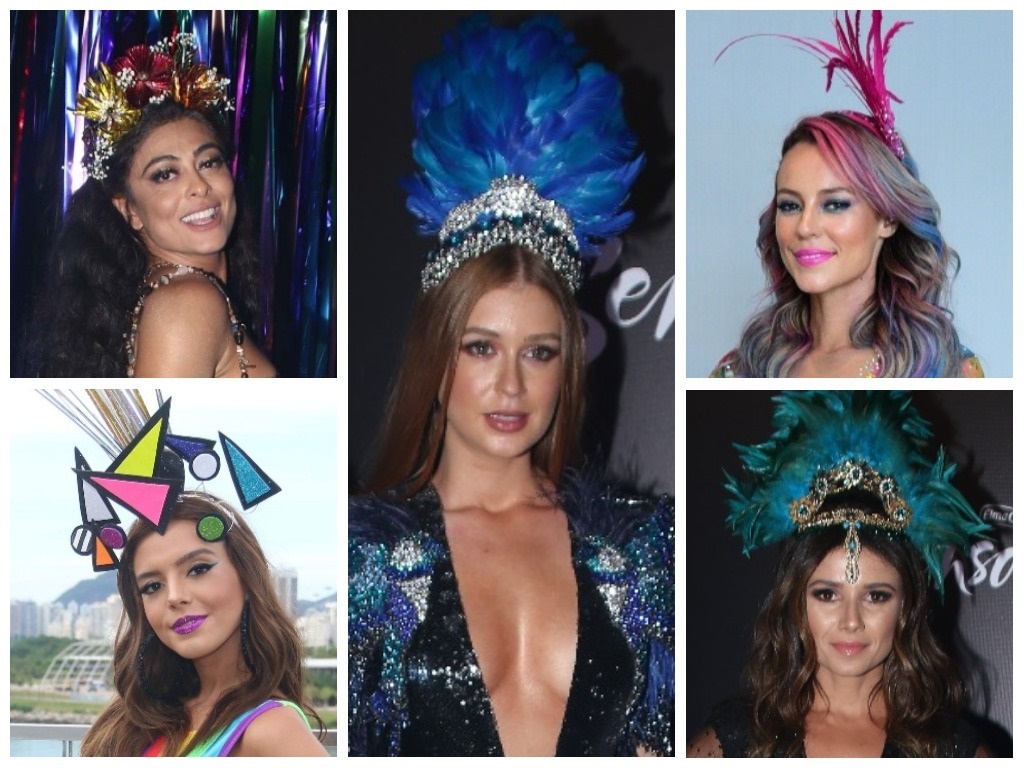 Enfeites de cabeça incrementam looks de Carnaval das famosas (Fotos: AgNews)