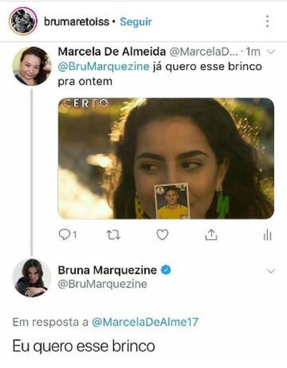 Resposta da Bruna Marquezine no Twitter (Foto: Reprodução)