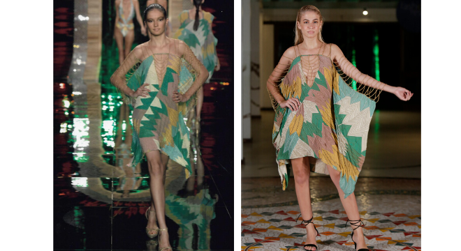 Looks de Amir Slama antes e no Fashion Resort (Fotos:Fernanda Calfat e Marcia Fasoli/Divulgação)