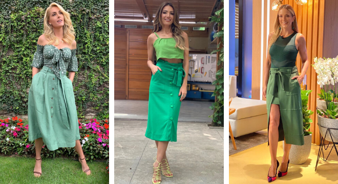 Famosas vestem saia verde (Fotos: Instagram/Reprodução)