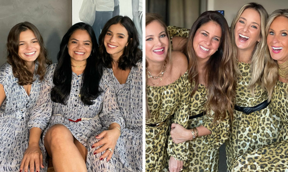 Bruna Marquezine, Ticiane Pinheiro e suas famílias (Fotos: Instagram/Reprodução)