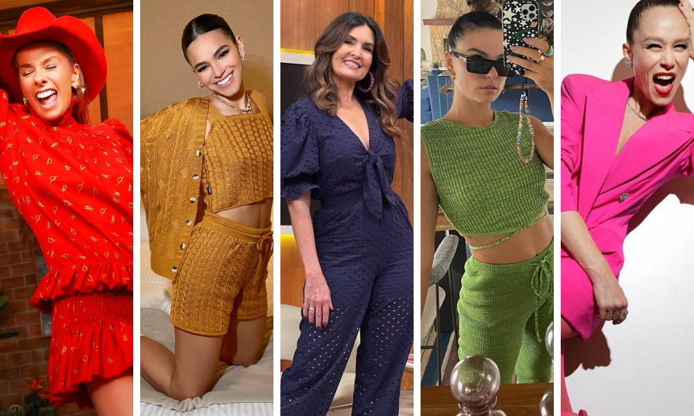 Galisteu, Bruna, Fátima, Isis e Mariana com as cores de seus signos (Fotos: Reprodução/Instagram)