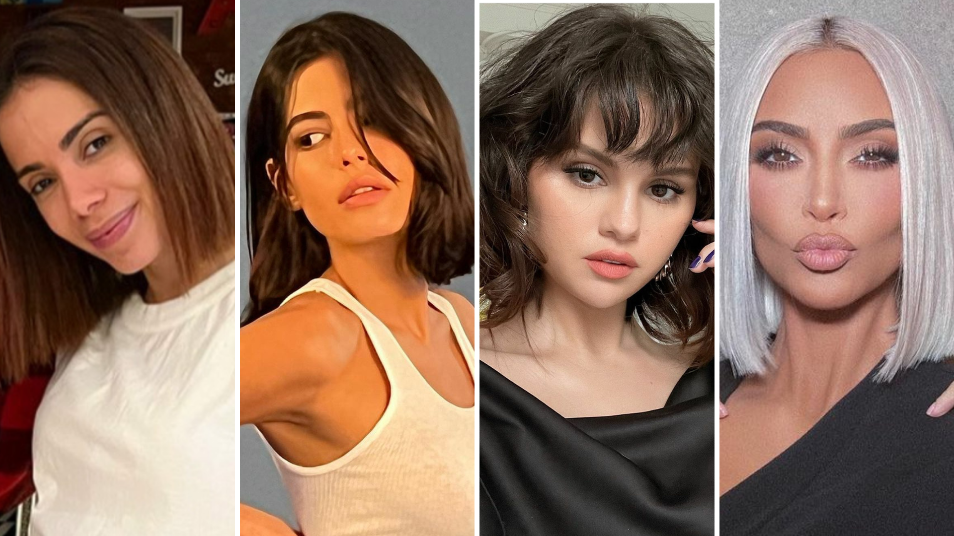 Anitta, Julia Dalavia, Selena Gomez e Kim Kardashian com bob cut (Fotos: Instagram/Reprodução)