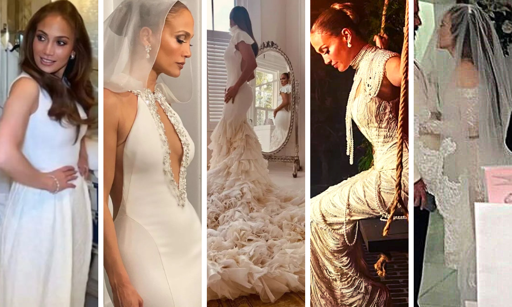 Os 5 vestidos de noiva de Jennifer Lopez (Fotos: Reprodução/Instagram)