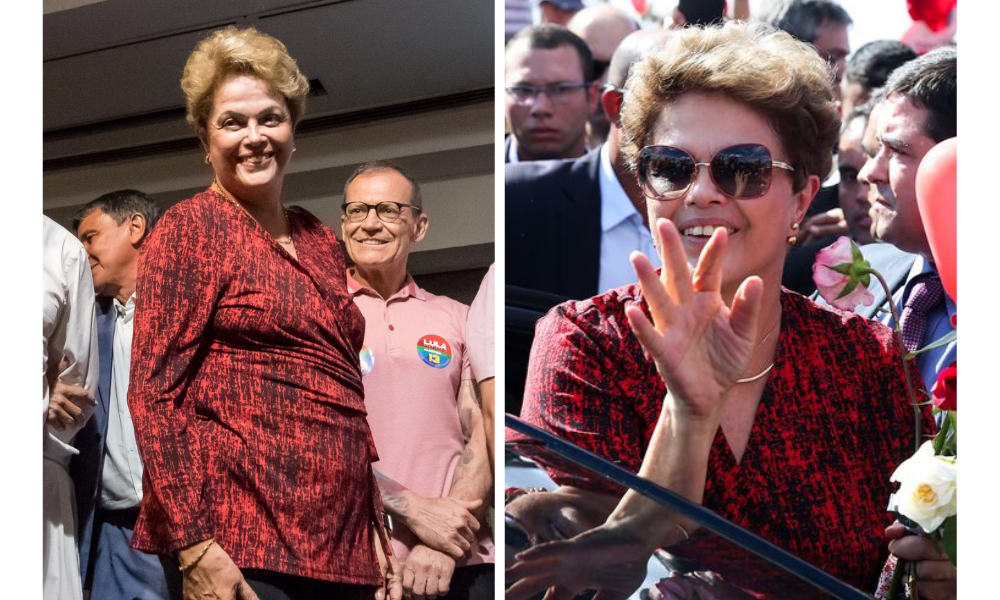Dilma Russef no domingo e deixando o Palácio da Alvorada em 2016 (Fotos: Roberto Sungi/Futura Press e Wilson Dias/Agência Brasil)