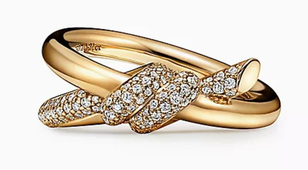 Anel Tiffany Knot em ouro amarelo e diamantes 2 fileiras(Foto: Divulgação/Tiffany&Co)