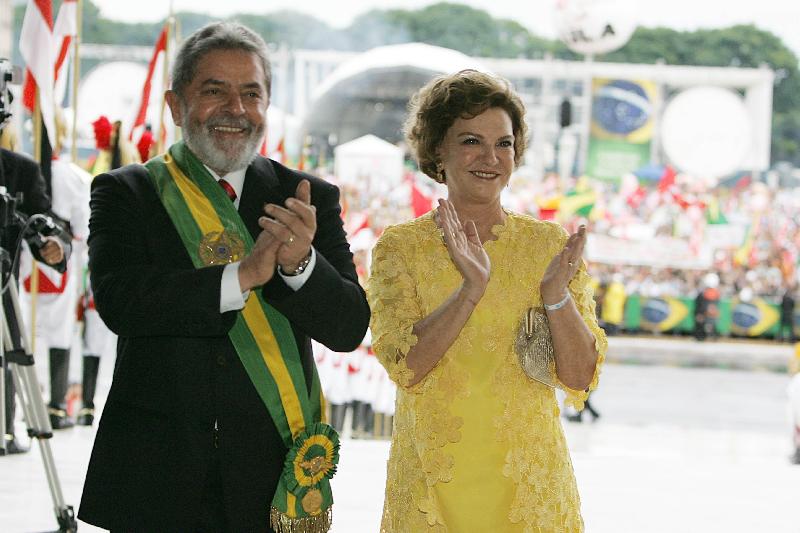 Lula e Dona Marisa na posse do segundo mandato, em 2007 (Foto: Ricardo Stuckert/Agência Brasil)