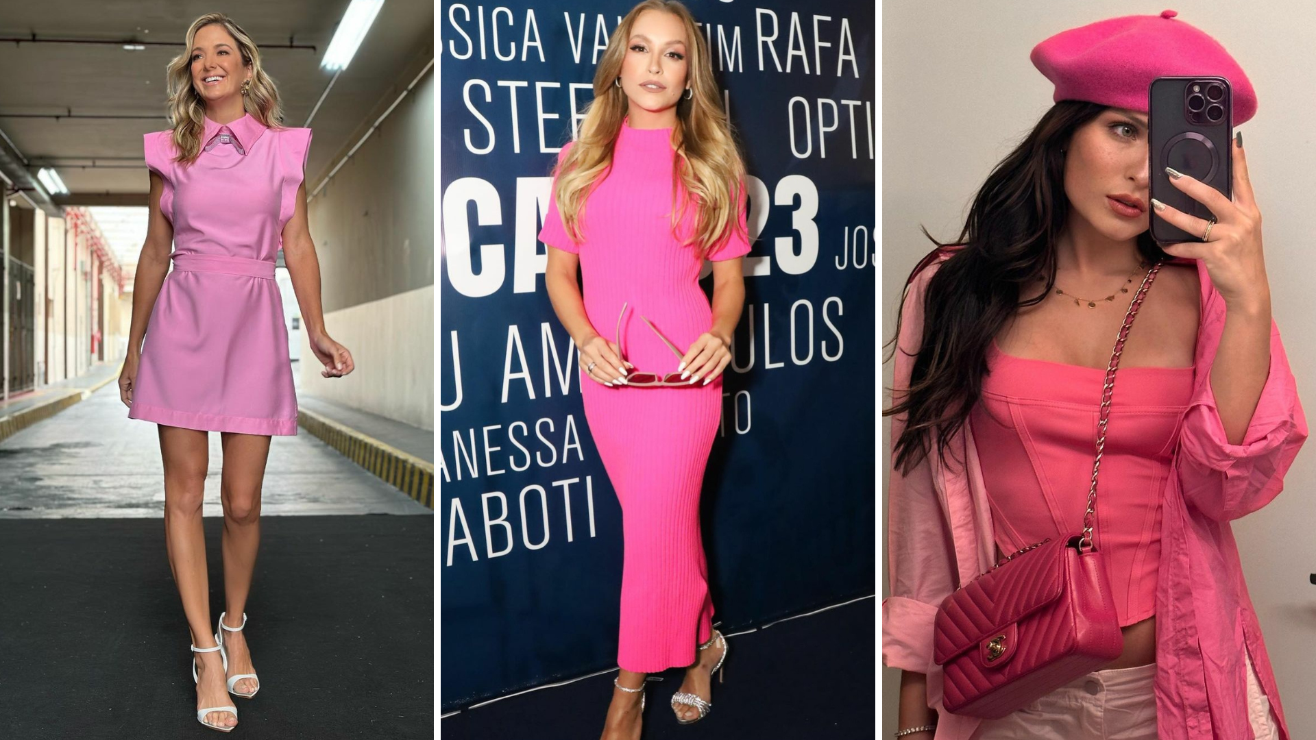 Barbiecore: Ticiane Pinheiro, Carla Diaz e Larissa Manoela (Fotos: Instagram/Reprodução)