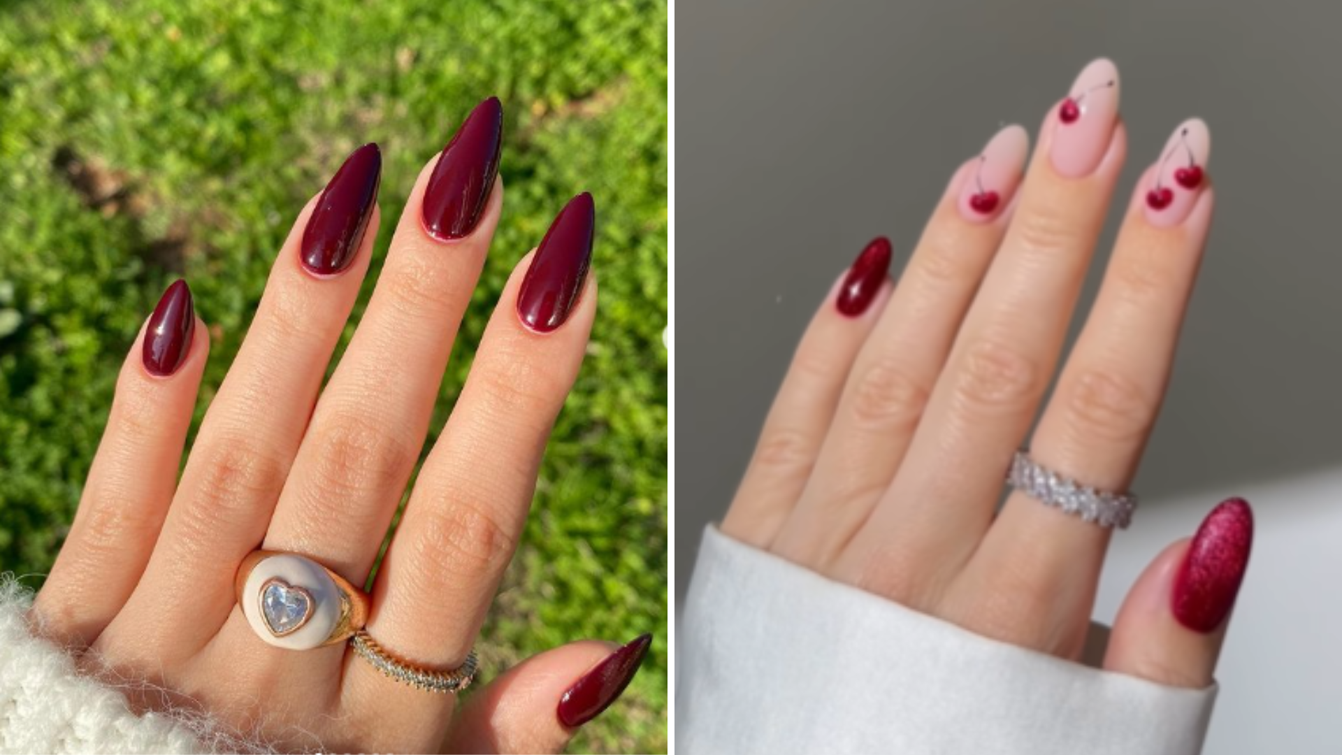Cherry nails (Foto: @seeyymay/@heygreatnails/Instagram/Reprodução)